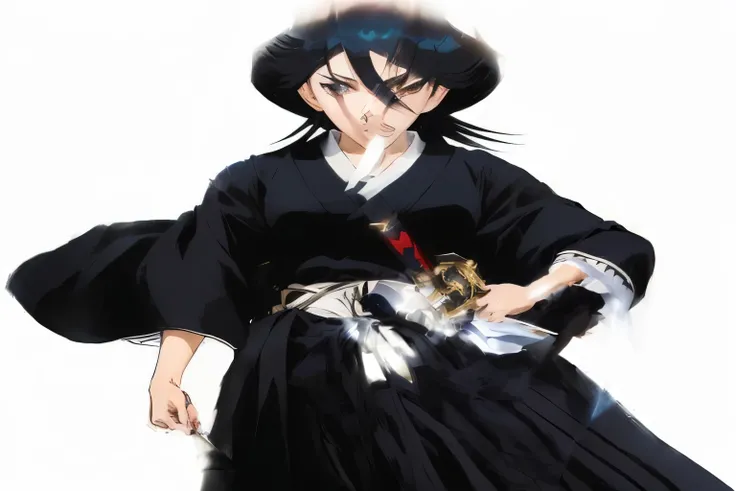 a close up of a person holding a sword in a black robe, anime character, as an anime character, female anime character, best anime character design, inspired by Sugimura Jihei, inspired by Kusumi Morikage, anime style character, manga character, male anime...