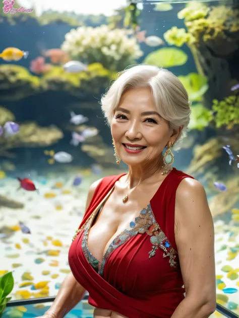 ７８ years old　Mom　MILF　Korean, Lady　large earring　Big choker　　realisitic　Gorgeous Madame Beautiful Mature Woman　sexy　Smile　Gentle woman navel piercing　４K　High quality 