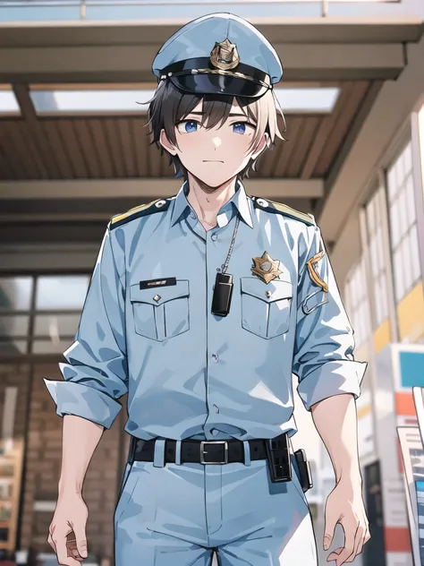 Cool white anime guy cute officer shirt