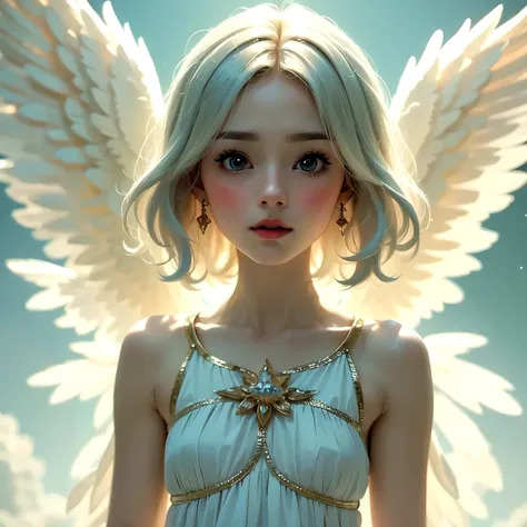 ( Masterpiece, top quality:1.2), (1 angel doll), Alone, Small Wings, Kind Face、