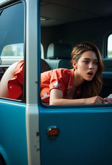 ambulance, Hot and patient sexy nurse, fucking hard , in the car,