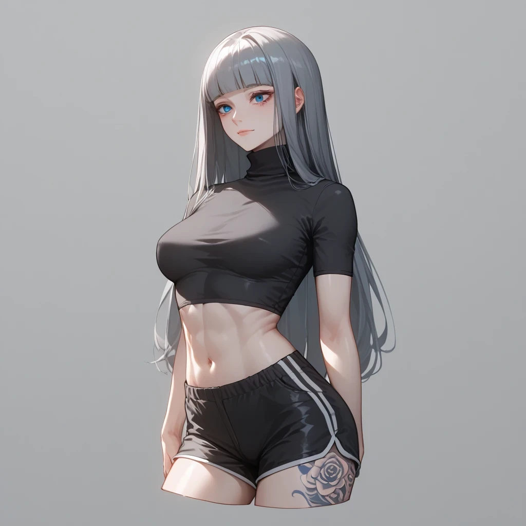 ((Thick gray hair ))、(Black inner hair),  best quality  、 Masterpiece、(  professional lighting )、  surreal, (Nipples:0.4),  charming、  slender supermodel  、  One Girl , (  lean forward to the camera and show off her butt  ), (  Slightly Bigger Breasts , mi...