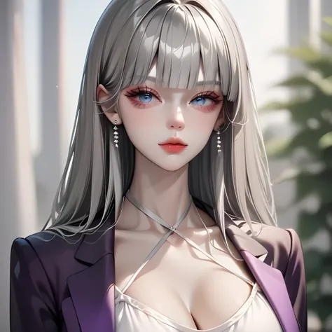 ((Gray Hair))、(black inner hair),  best quality、 (  professional lighting without shadows  )、  surreal, (Nipples:0.4),  is fascinating、 figure like a slender supermodel、 one girl ,, ( big breasts, Belly button exposed), ( flat at honny,  beautiful skin)), ...