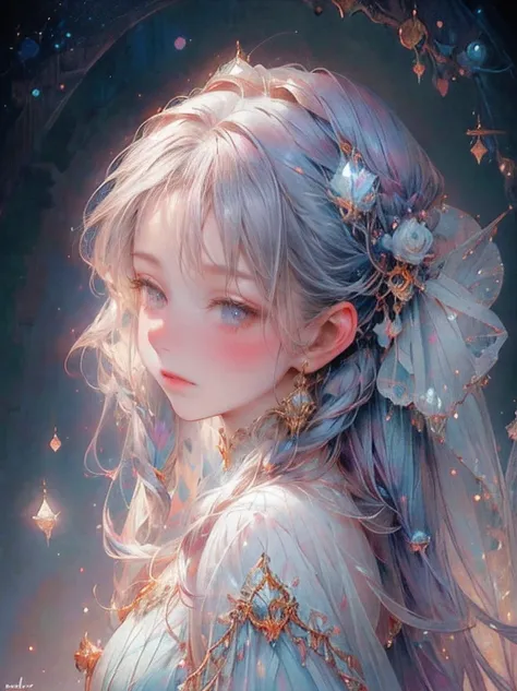 a beautiful little snow fairy, baby fairy, magical wand, moonlight, watercolor, pastel, (best quality,4k,8k,highres,masterpiece:1.2),ultra-detailed,(realistic,photorealistic,photo-realistic:1.37),delicate features,intricate details,whimsical expression,eth...