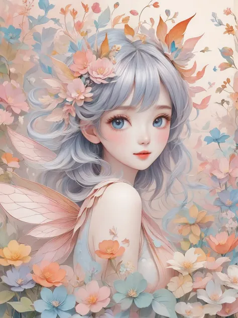 top quality、Popup、 pastel、とても cute、 patchwork、 cute、Picture booksのイラスト、、Ultra delicate、 beautiful、Picture books、fairy tale、 cuteドレスを着た小さな女の子