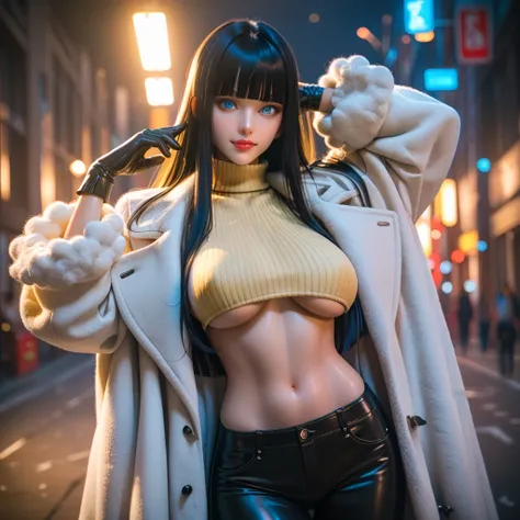 ((  black hair))、(Yellow pubic hair),  best quality  、 Masterpiece、(  professional lighting )、  surreal, (Nipples:0.4),  attractive、  shape up  、  One Girl , (  random sexy pose ), ( Slightly Bigger Breasts, midriff peek ), (  arched  , Beautiful skin)), (...