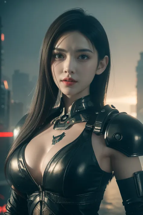 Game art，The best picture quality，Highest resolution，8K，(A bust photograph)，(Portrait)，(Head close-up)，(Rule of thirds)，Unreal Engine 5 rendering works， (The Girl of the Future)，(Female Warrior)， 22 year old girl，(Female hackers)，(White，Ancient Oriental ha...