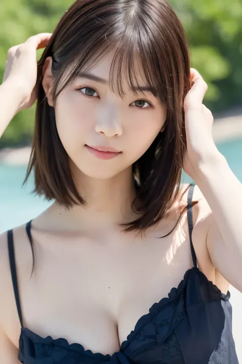  photos、 high resolution、Outdoors、Summer Sea、Summer sky、 sandy beach、日本人美女の photos、１Beautiful Japanese Girls、 Japanese style、A neat and beautiful woman、24 years old、 cute、 Japanese idol 、Round face、Baby Face、Fair skin、 clear white skin 、 gentle smile 、細いつり...