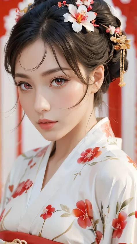 (masterpiece:1.2, best quality), (Exquisite eyes: 1.2), ((1 Girl)), ((Solitary)), (Red Eyes:1.4), (Exquisite eyes and exquisite face:1.3), ( Beautiful clear background: 1.2), (Extremely detailed CG, Very detailed, Best shadow: 1.1), ((Depth of Field)), ((w...