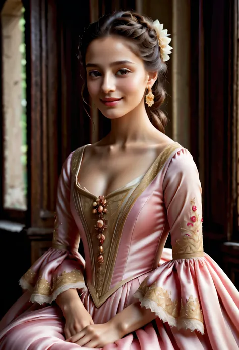 (best quality,4k,8k,highres,masterpiece:1.2), ultra-detailed, (realistic,photorealistic,photo-realistic:1.37),In the portrait of this enchanting 14-year-old girl, the daughter of a prosperous merchant during the flourishing 17th century in the Netherlands,...