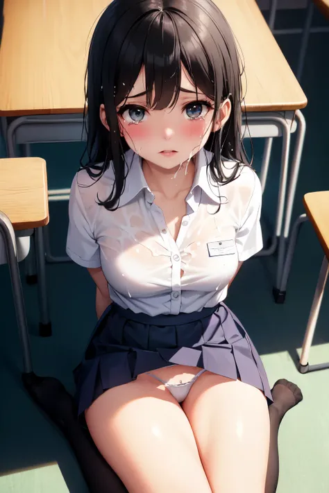  horny middle school girls 、Black Haired Beautiful Girl、Wide-open eyes、 superior、Teary-eyed、Tears、The suing Hitomi、Naughty lips、 semen being splashed、Short-sleeved uniform、 white collared blouse、Plain blouse、Collarbone in full view、Small bulging breasts、 L...