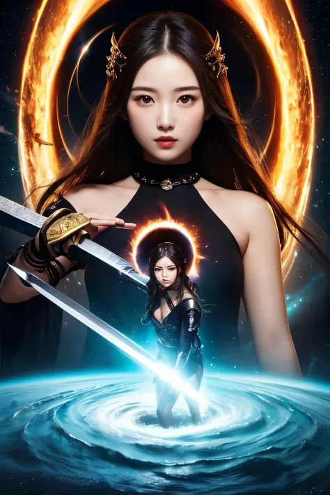  high definition,  real , cute face ,  cute face , beautiful woman、 beautiful girl、 Artistic 、Mythical、 mysterious in another dimension、 fantastic、Fantastic、Spell casting、An erotic goddess、A gap between different dimensions、Sword Saint、Sword Flash 、 Black ...