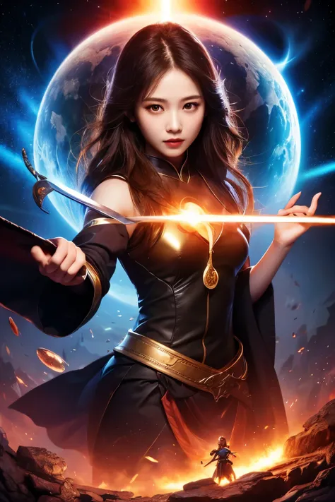  high definition,  real , cute face ,  cute face , beautiful woman、 beautiful girl、 Artistic 、Mythical、 mysterious in another dimension、 fantastic、Fantastic、Spell casting、The Goddess of Sensual War、A gap between different dimensions、Sword Saint、Sword Flash...