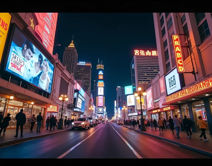 (long range:1.3), (Las Vegas strip scenery:1.5), (Las Vegas strip at night:1.5), street level,  intricate background, highly detailed background, ((very detailed)), (volumetric lighting:1.2), dark theme muted colors, Sony Alpha 7 IV camera, 85mm lens, 32K ...