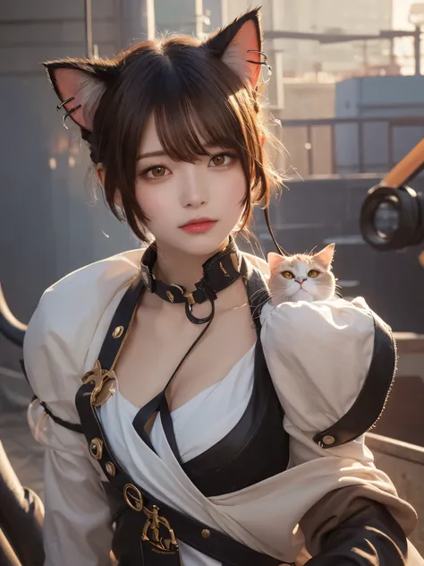 masutepiece, Best Quality, Illustration, Ultra-detailed, finely detail, hight resolution, 8K Wallpaper, Perfect dynamic composition, cat ear、cat ear、cat ear