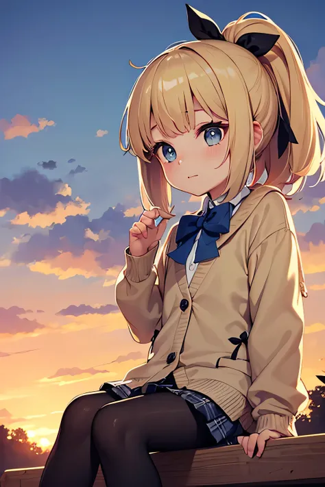  top quality、 high resolution、( high definition:1.2)、 Masterpiece、 detailed background、age beauty、 detailed face、 brightly colored hair 、 braided bob cut 、 ponytail 、 under the blue sky、 leaning against a fence on the roof of the school JK 、 style flutteri...