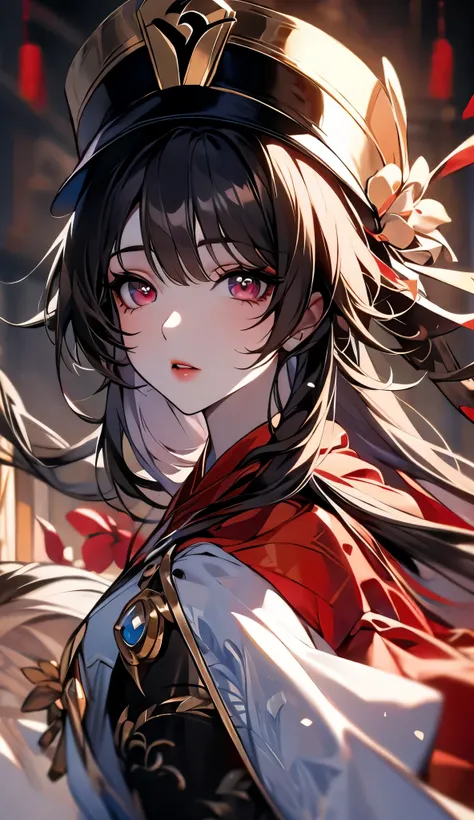 masterpiece, best quality,
1girl, hu tao (genshin impact), boo tao,hat, red eyes, twintails, brown hair, solo, symbol-shaped pupils, long hair,bangs, black shorts , chinese clothes, ((((com as mãos na bochecha e boca aberta))))