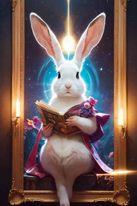 Picture of a Rabbit in a Long, Flowing Dress ,  Jigsaw Puzzle Inspired by Gaston Boucière ,  Art Station Contest Winner  ,  fantasy art, Rabbit of Light ,  Rabbit in the Sky , celestial beauty, Rabbit of Light の肖像画, Fantastic Dream,  Magician in the Beauti...