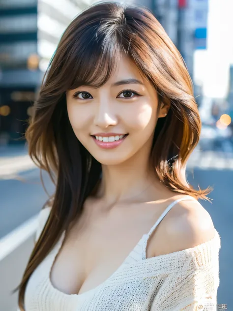 Highest resolution, 4K, Masterpiece: 1.3), A Japanese milf, photo of one lady, Sexy, fine eyes, Slender figure, Realistic teeth, double eyelids, full body, best quality, detailed, at the city, knit, random body orientation,