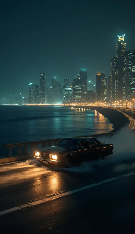 Karachi Sea view and riding a car in night