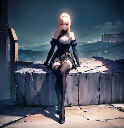  long and beautiful thighs and legs;sitting cute pose; staring on sky; mini-skirt; full stockings; aesthetic; bohemian; realistic; skinny fit; emo; ; night city background; Dark fantasy ; focus on hips; goddess; beautiful solo girl; epic scene; black and y...