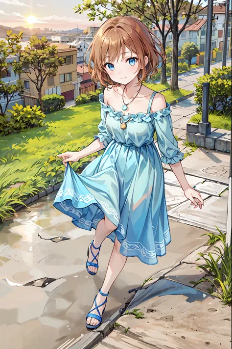 Yo Watanabe, Yu Watanabe,  brown hair， shortcuts， messy hair， short braided hair， Neat ， slender beauty ，Dignified posture， small breasts， beautiful feet， her charming grayish blue eyes shine like stars， vibrant colors, beautiful eyes,A delicate smile, tex...