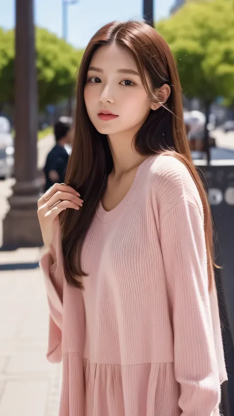  Japanese woman、Long hair、 beauty、cherry colored clothes 