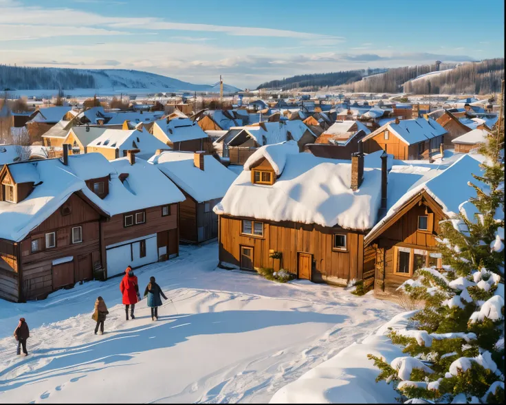  Picture of a Town with Lots of Houses and People ,  by Bencho Obreškov, by Nadya Rusheva,  Mary Bashkirtsev,  townscape ,  by Sophia Strizhenska , Winter Painting, Cottage Town,  Senior Artist ,  by Franceszek Starowiejski, by Sándor Bortnyik , snowy vill...