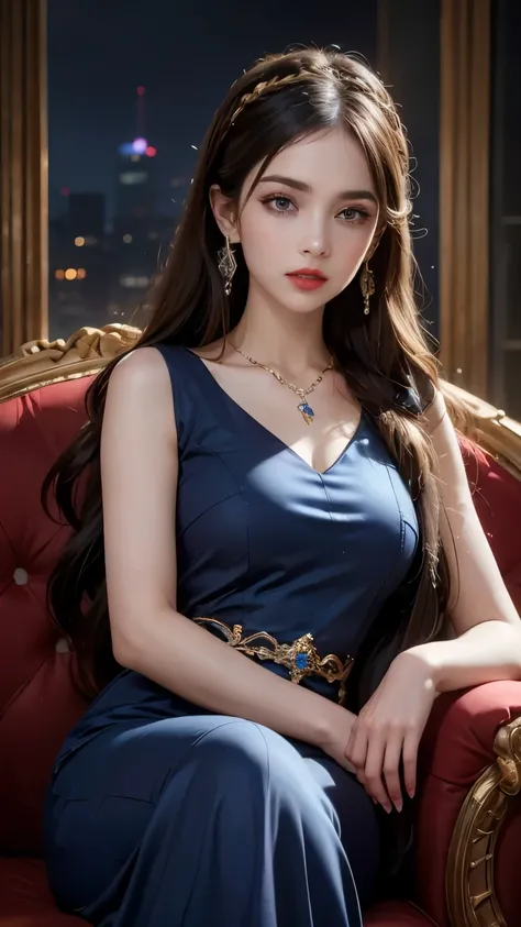 8K ultra hd, masterpiece, best quality, a beautiful girl, long hair, impressive hairstyle, royal hair jewelry, pretty cute face, flawless face, jewellery earrings, antique jewellery, details eyes, beautiful eyes, meticulous makeup, thin eyebrows, beautiful...