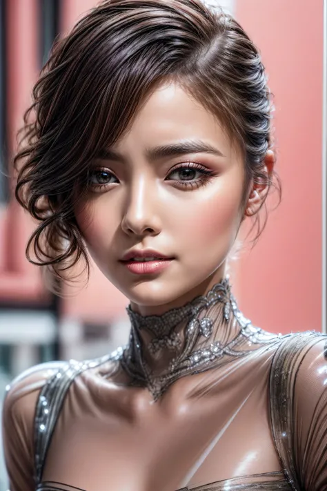 Realistic (photorealistic Realism), (high resolution), ((intricately detailed digital art)), professional photography, ((portrait)) a cute 1 Female, European, (ultra realistic texture details: velvety skin, hair),((sharp focus, no blurry eyes, high resolut...