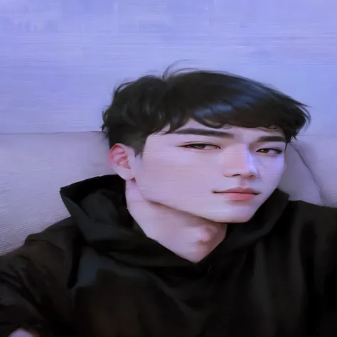 there is a man sitting on a couch with a remote in his hand, wan adorable korean face, smooth in _ the background, accurate jimin face, ruan cute vtuber, taejune kim, jimin, an aesthetic!, halfbody headshot, jimin\'s grecian nose, grainy low quality, from ...