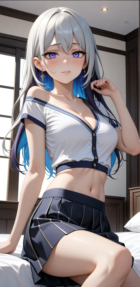 Full body, ((Random Sexy pose)), (elegant mature women), ((Ultra detailing)), (very aesthetic, best quality, ultra detailed), intricate details,
1girl, silver hair, Blue inner hair ,(blue-Purple eyes),((Detailed eyes)), ((Beautifull eyes)), ((prefect eyes)...