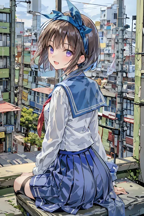 The body is eight times longer than the head, ( highly detailed CG Unity 8K ), ( top quality)，( very detailed from outside the window)，(  super high resolution),   black hair,  high school girl in a dark blue sailor suit,  animation 2D rendering,  Realisti...