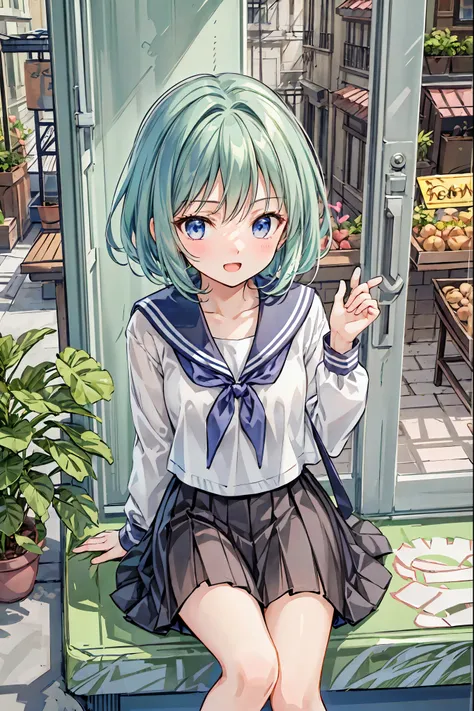 The body is eight times longer than the head, ( highly detailed CG Unity 8K ), ( top quality)，( very detailed from outside the window)，(  Ultra High Resolution),   black hair,  high school girl in a dark blue sailor suit,  animation 2D rendering,  Realisti...