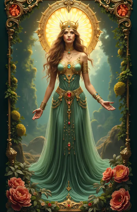 Tarot　Mysterious　Empress's card　One beautiful goddess　 high definition　A goddess that symbolizes fertility and motherhood　Earth Mother　Gaia