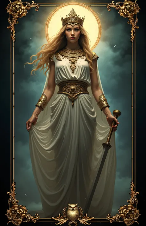 Tarot　Mysterious　The pope's card　One beautiful goddess　 high definition　The goddess who controls wisdom in Mysterious　Goddess of Wisdom 　Athena