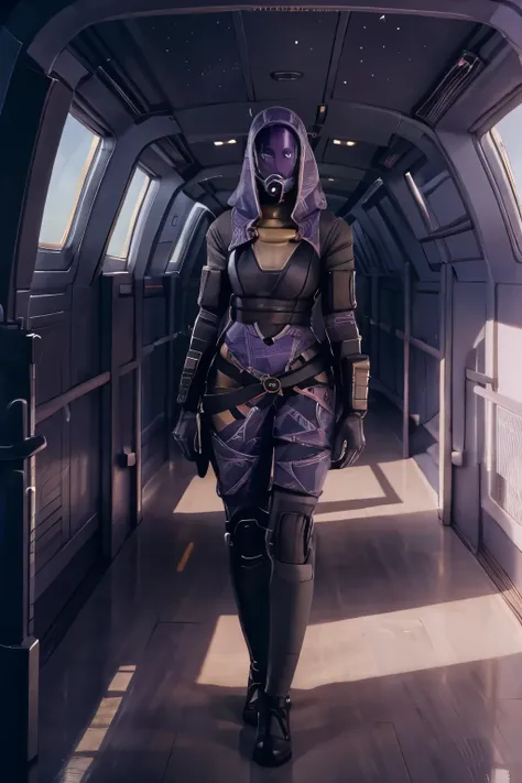 Solo, female, ((starship corridor))