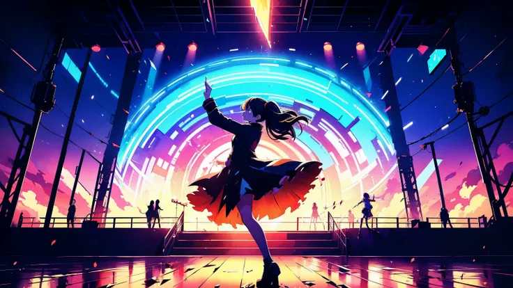  masterpiece,  top quality , **"Anime girl dancing between light and shadows, emotional atmosphere, dynamic composition, intricate details, trending on pixiv, studio Ghibli style blended with Makoto Shinkai's lighting, symbolic elements: shattered mirrors ...