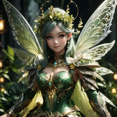  A fairy with a cute smile and clear eyes,8K High Resolution,crystal clear sparkly costume,