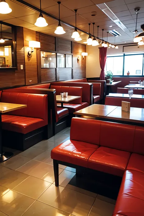 Inside a family restaurant, There is no one in that family restaurant