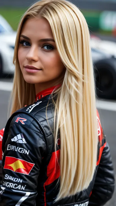 Girl Straight Blonde Hair in Formula 1