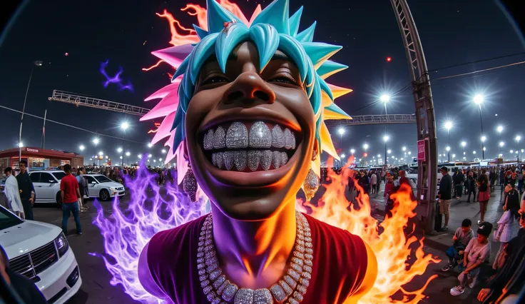 gr!llz, in the style of Jed-clrfl , 3DMM, Ebony character enveloped as Ong from The Last of the Airbender in intense thick colored energy. Their face is obscured by the overwhelming thick glow::7.2 , large anime energy aura size 6 inches from body emphasiz...