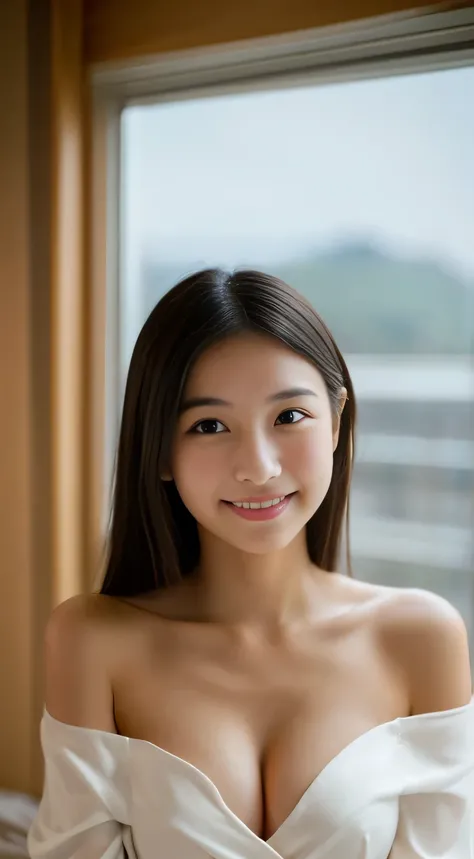 masterpiece,best quality,(Japanese girl),((Beautiful girl)),cleavage,(off shoulder:1.2),(perfect body beauty:1.2),(shy smile),From slightly above