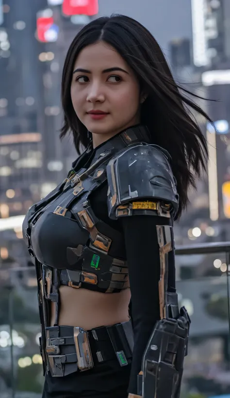 beautiful Asian woman, cosplaying Gundam robot, wearing sexy costume, science fiction theme