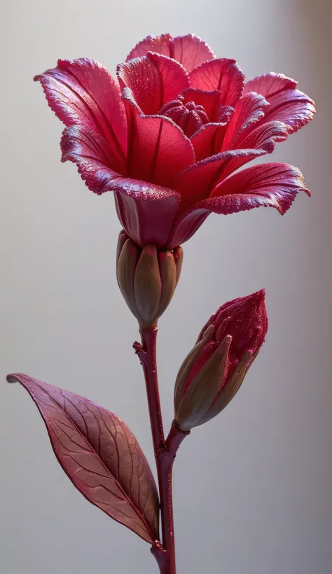 A hyper realistic flower made of rubby