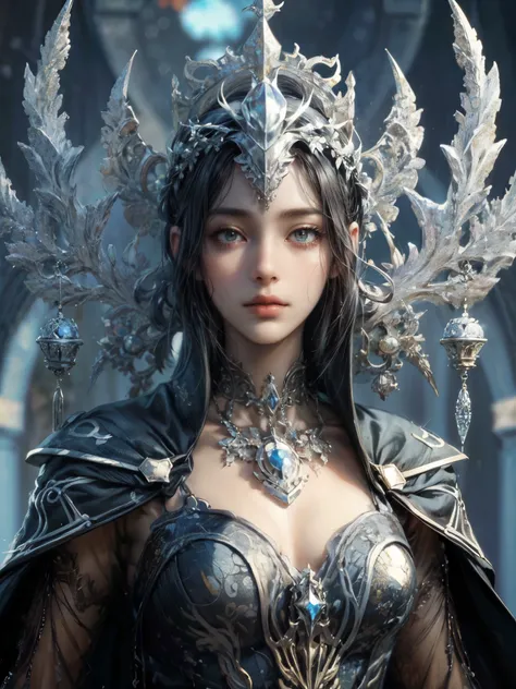 (absurdres, highres, ultra detailed, HDR), masterpiece, perfect face, detailed face, intricate details, watercolor art style, final fantasy themed, celestial being, eerie vibe, extremely detailed character profile, best quality close-up picture, proud face...