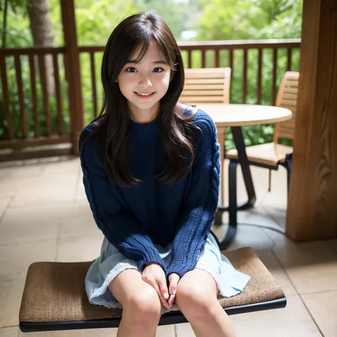 (Best quality, Masterpiece, Ultra High Resolution, (Photorealistic:1.4), Raw-Photo, depth of field, professional lighting), 1girl, 15-years-old, the most famous Japanese idol, (sitting on chair, ((both knees up)), ((both heels on seat of chair)), (from fro...