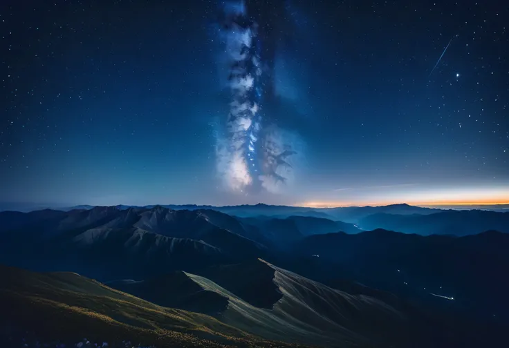 Starry Sky in the Mountains , , Unsplash Contest Winning Entries, Minimalism, Starry Sky 8K, night sky; 8k, Distant Mountains 々Scenery photos , , cinematic 4K wallpaper , , A night covered with stars , Night view of Kusayama , night view