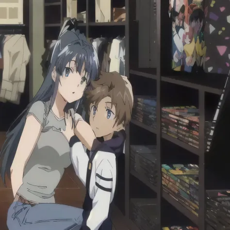 anime image of a couple of people in a room with a shelf of clothes, today's featured anime still, still from tv anime, anime movie screenshot, anime still, screenshot from the anime film, cel shaded anime, in the anime film, anime film still, slice of lif...