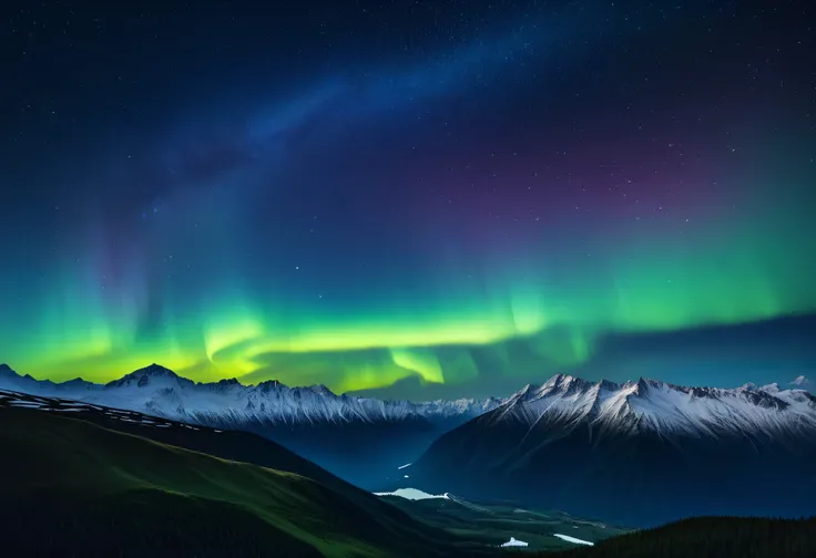 Starry Sky in the Mountains , aurora, Minimalism, Starry Sky 8K, night sky; 8k, Distant Mountains 々Scenery photos , , Cinematic 8K wallpaper, , A night covered with stars , Night view of Kusayama , night view